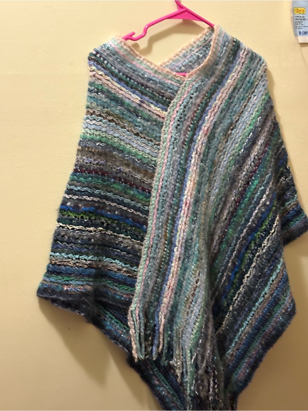 NEW NEVER WORN Multicolor Striped Women's Knit Poncho Sweater NEW